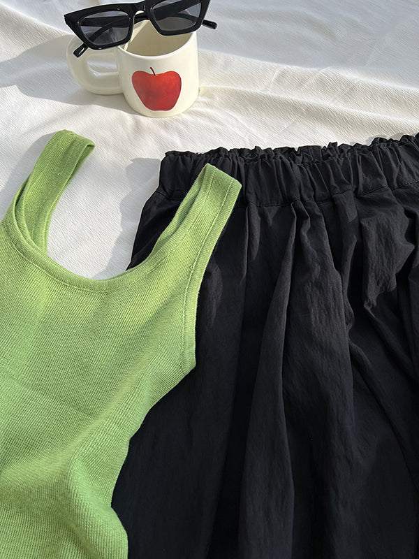 Loose  Leg  Pleated Casual Pants Bottoms