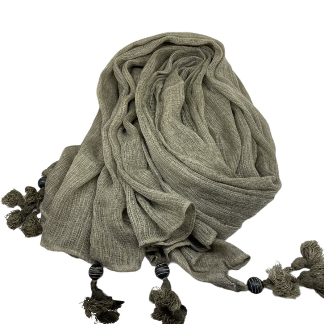 Scarvii - Large Color-Block Scarf With Fringe