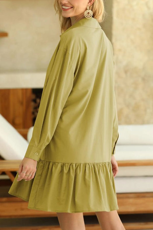 Women's Fashion Loose Button Down Shirt Dress