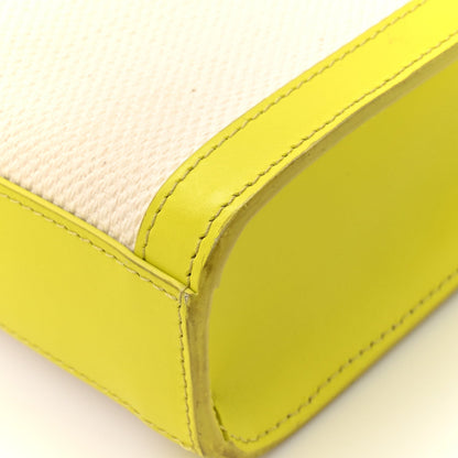 Canvas Calfskin Mini Vertical Cabas Neon Yellow