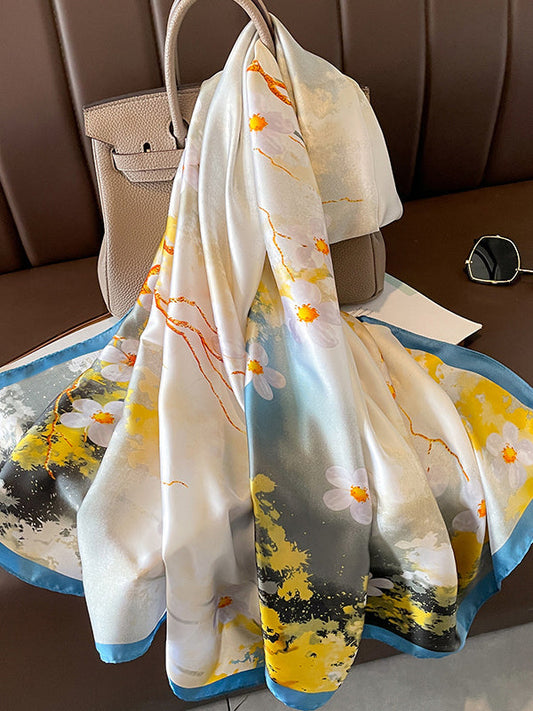 Flower Print Keep Warm Tie-Dyed Scarf