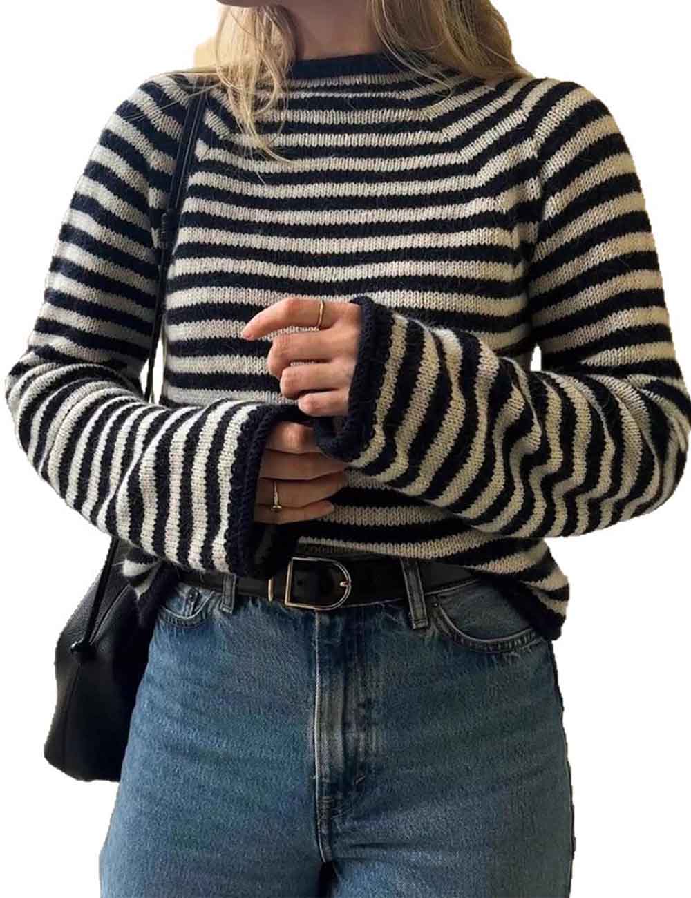 Trendy Striped Color Block Pullover Knit Sweater