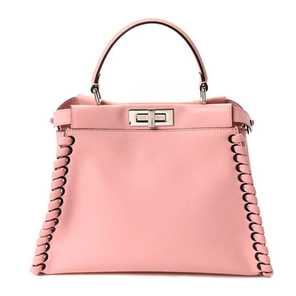 Vitello Seta Lace Up Medium Peekaboo Iconic Satchel Bubblegum