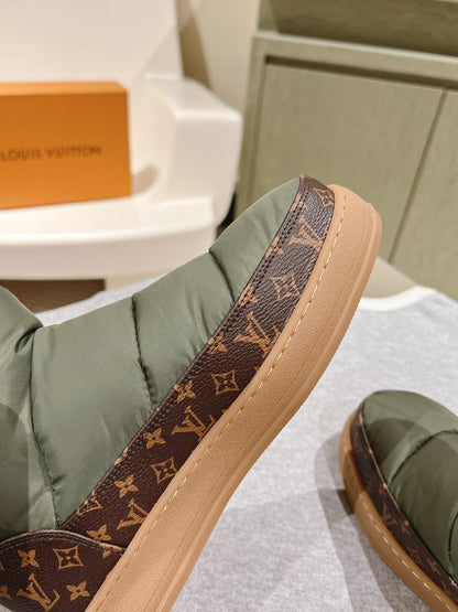 LV Cloud Ankle Boot Sneaker Olive Green Nylon Monogram Canvas