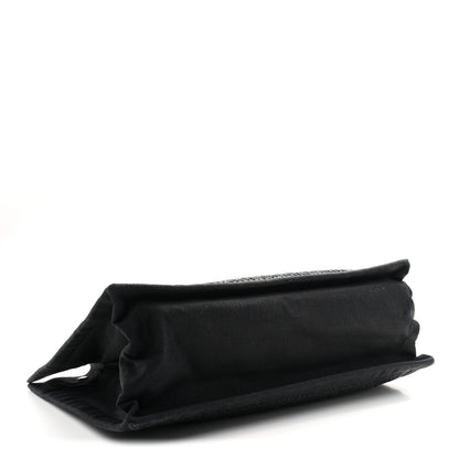 Raffia Linen Calfskin Rive Gauche Tote Black