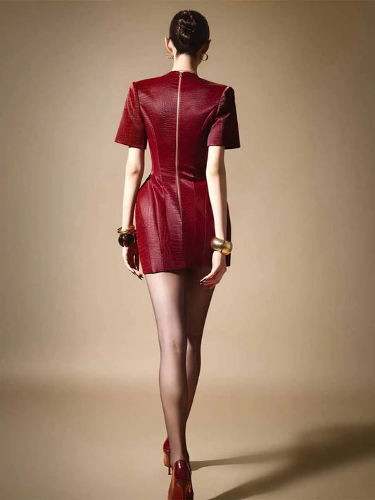 Camilla Retro Metal Buckle Mini Dress