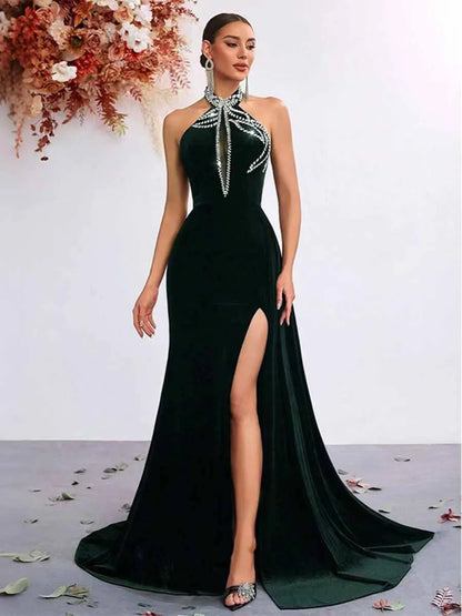 Luna High Slit Backless Maxi Dress