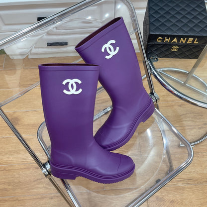 Chanel 26 Vintage Rain Boots Purple Sheepskin 476070