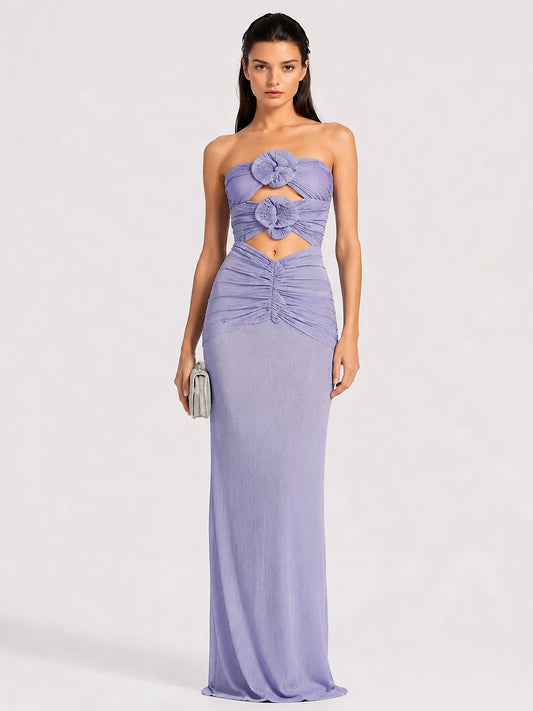 Catalina Floral Cut-Out Strapless Maxi Dress
