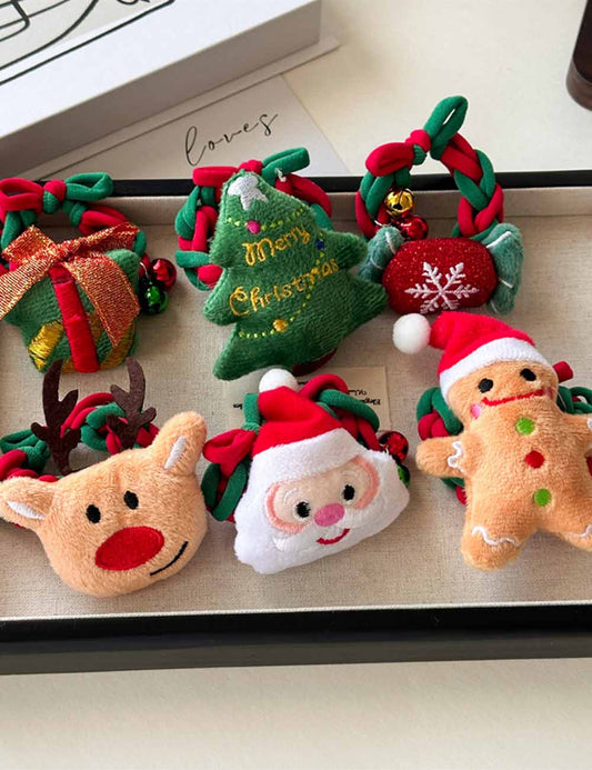 Cute Christmas Tree Braided Velvet Hair Tie