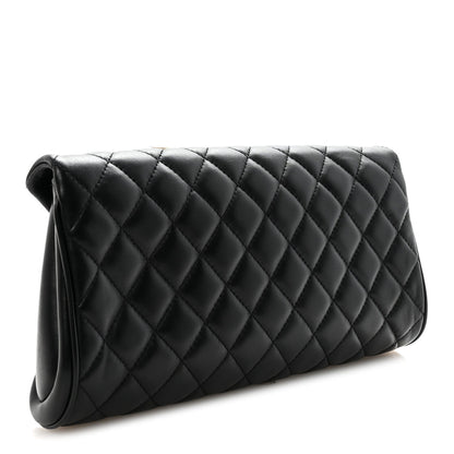 Lambskin Quilted Fold Up Again Clutch Black