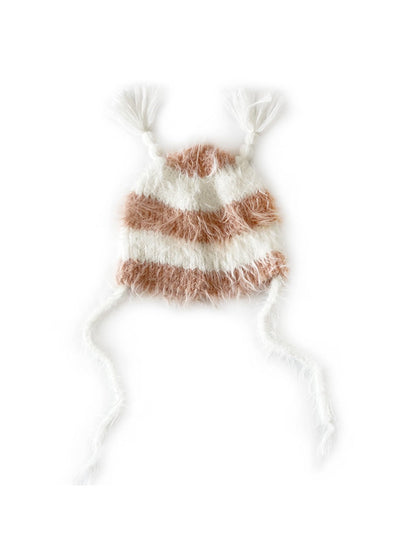 Haila - Cute Striped Knitted Beanie with Braids