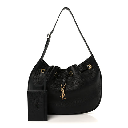 Grained Deerskin Paris VII Small Flat Hobo Black