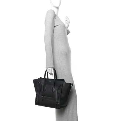 Drummed Calfskin Mini Luggage Black