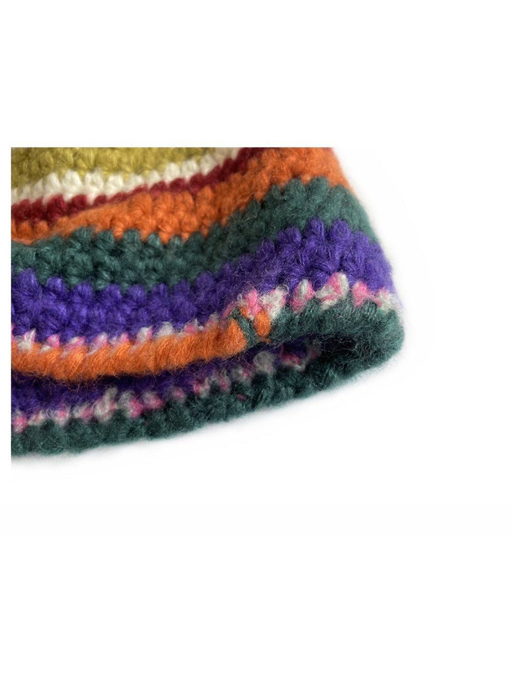 Haila - Rainbow Stripe Knitted Fisherman Beanie