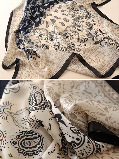 Vintage Silk Imitation Printed Shawl&Scarf