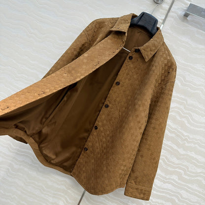BV Shirt Jacket in Brown Cowhide Suede