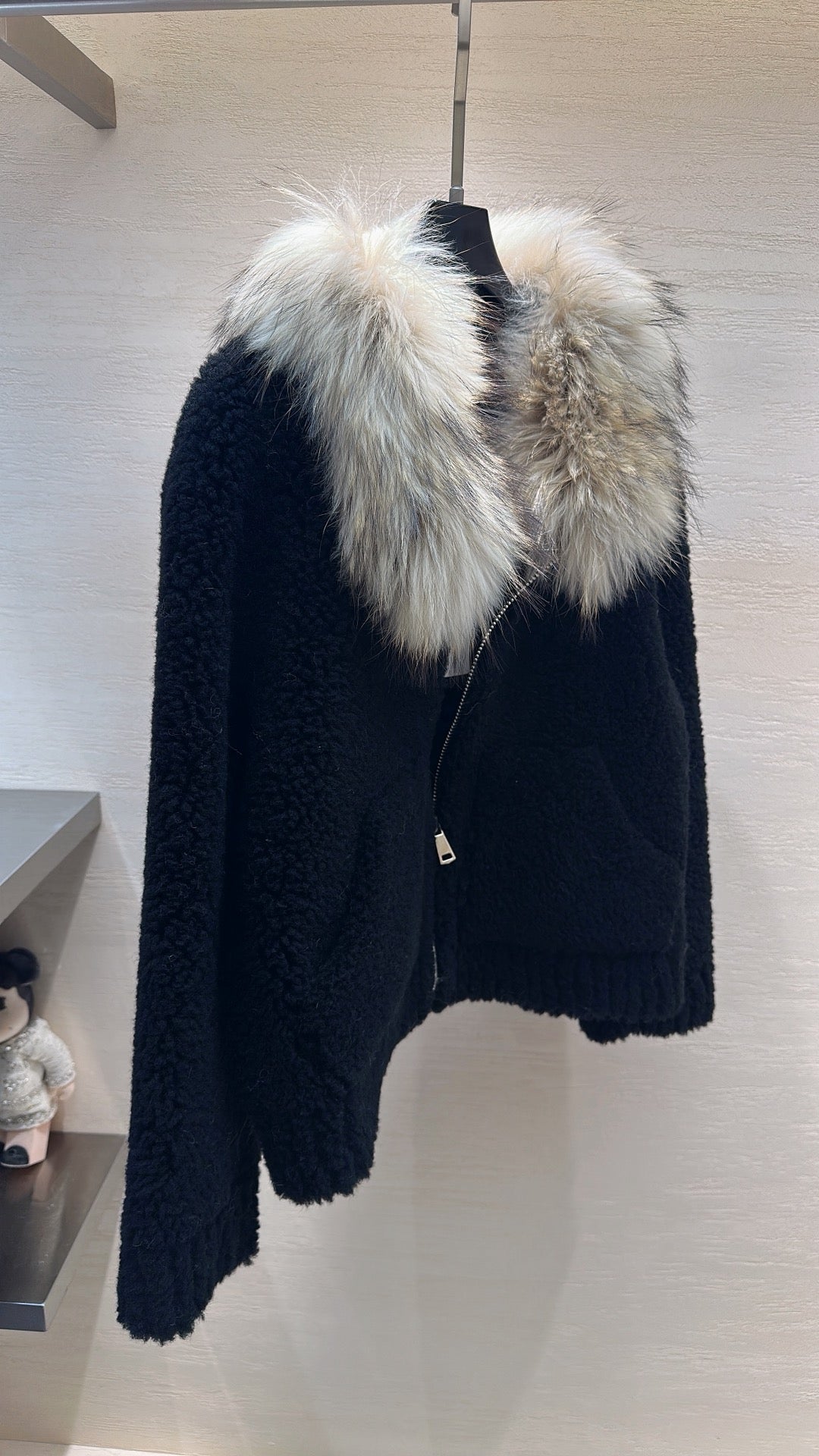 CELINE Shearling Black Coat 333249