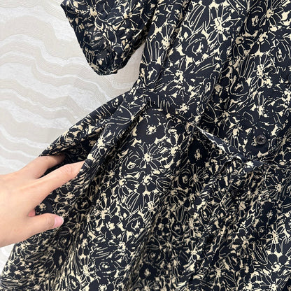 Celine Dress Black mix Beige Silk Viscose