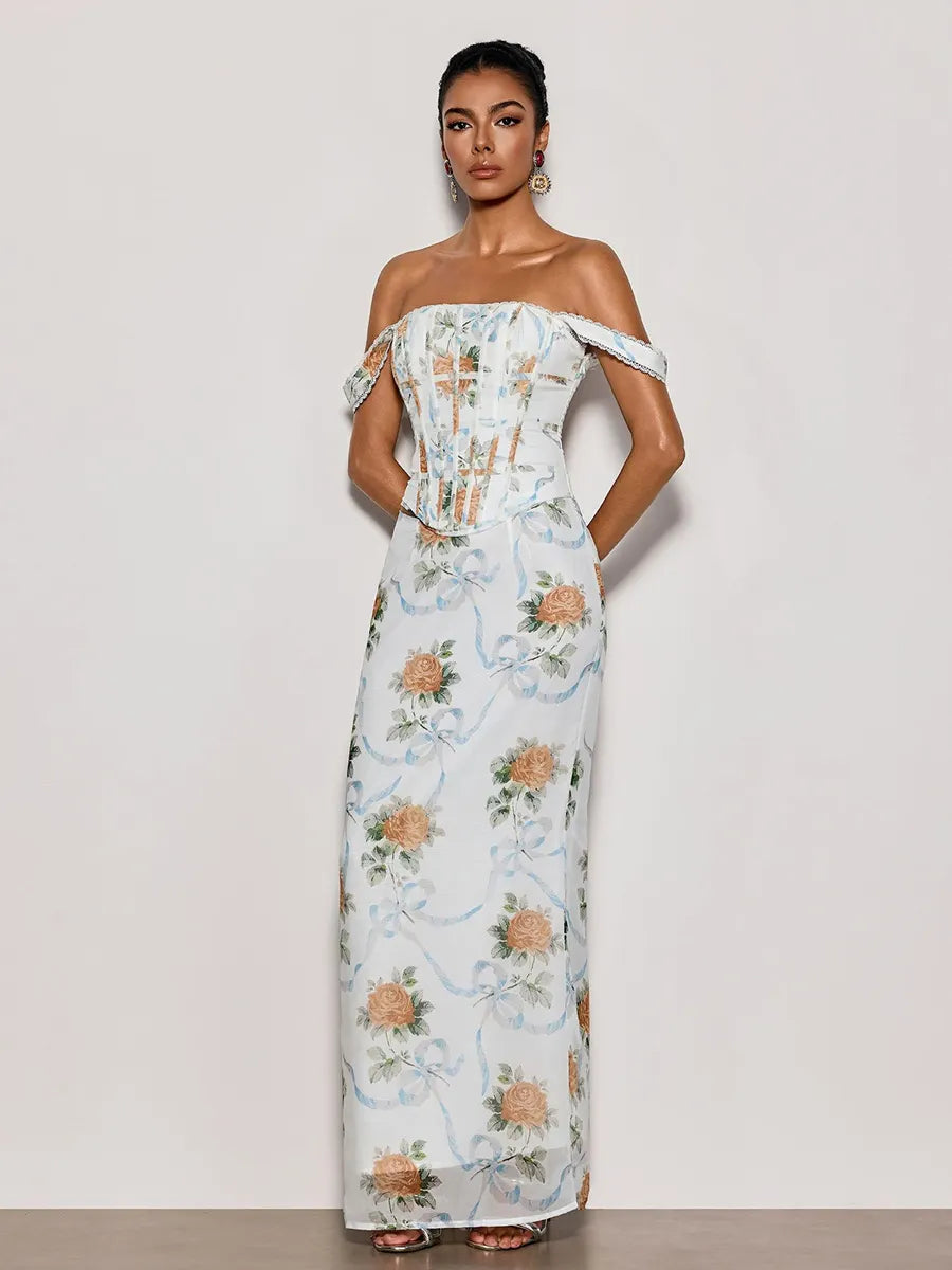Zoey Off Shoulder Floral Maxi Dress
