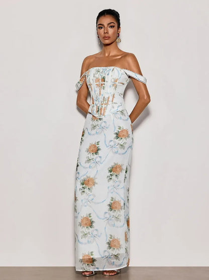 Zoey Off Shoulder Floral Maxi Dress