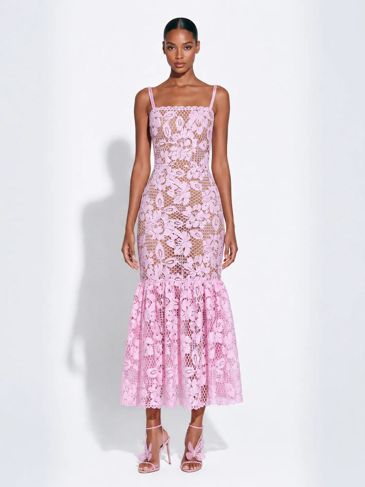 Julia Lace Cut-Out Camisole Midi Dress