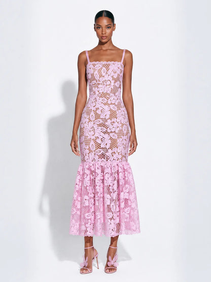 Julia Lace Cut-Out Camisole Midi Dress