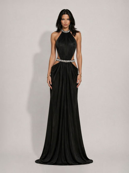 Madeline Rhinestone Mesh Maxi Dress