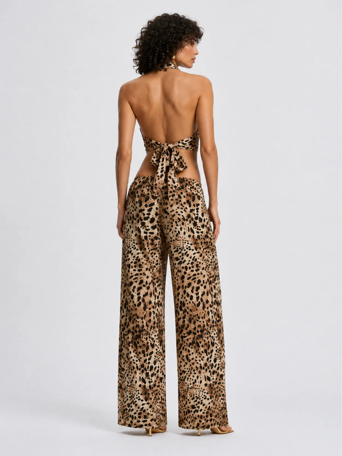 Rosamund Leopard-print Halter Top and Pants Set