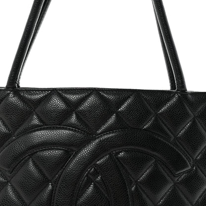 Caviar Quilted Medallion Tote Black