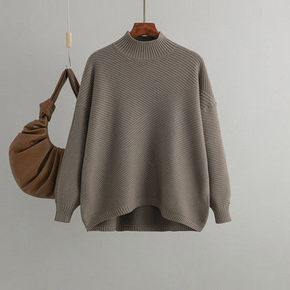 Solid Color Pullover Turtleneck Sweater