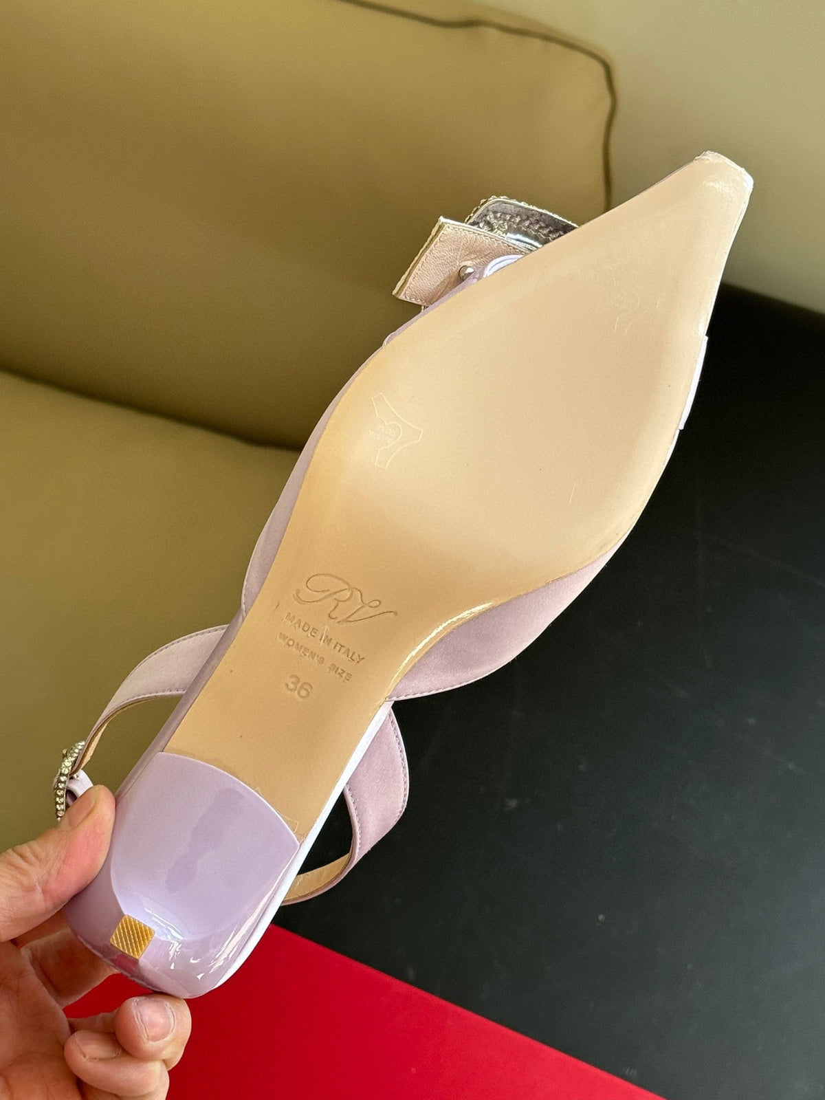 Viv Canard Slingback Pumps 55 in Violet Satin