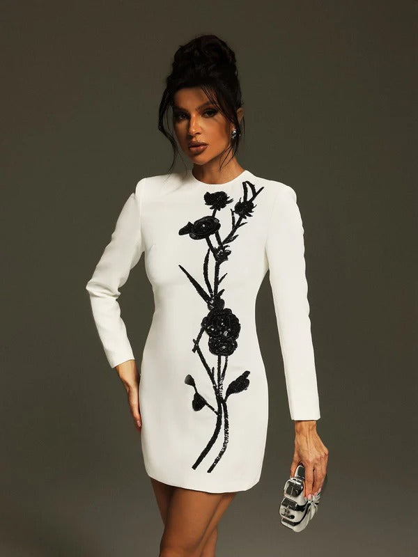 Atici Sequin Flower Mini Dress