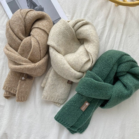 Solid Color Knitted Woolen Scarf
