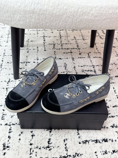 CC Cruise 25/26 Moccasins Black Slate Blue Gray Suede