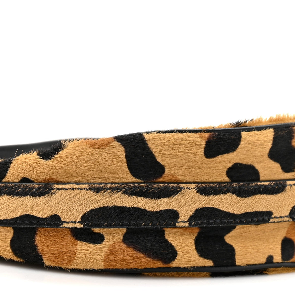Calf Hair Leopard Print Arque Shoulder Bag Honey