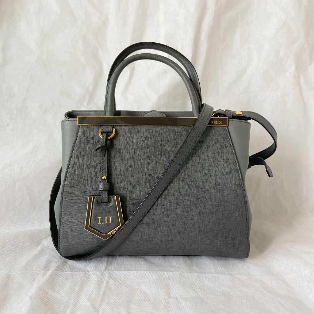 Fendi Grey Leather Small 2Jours Tote