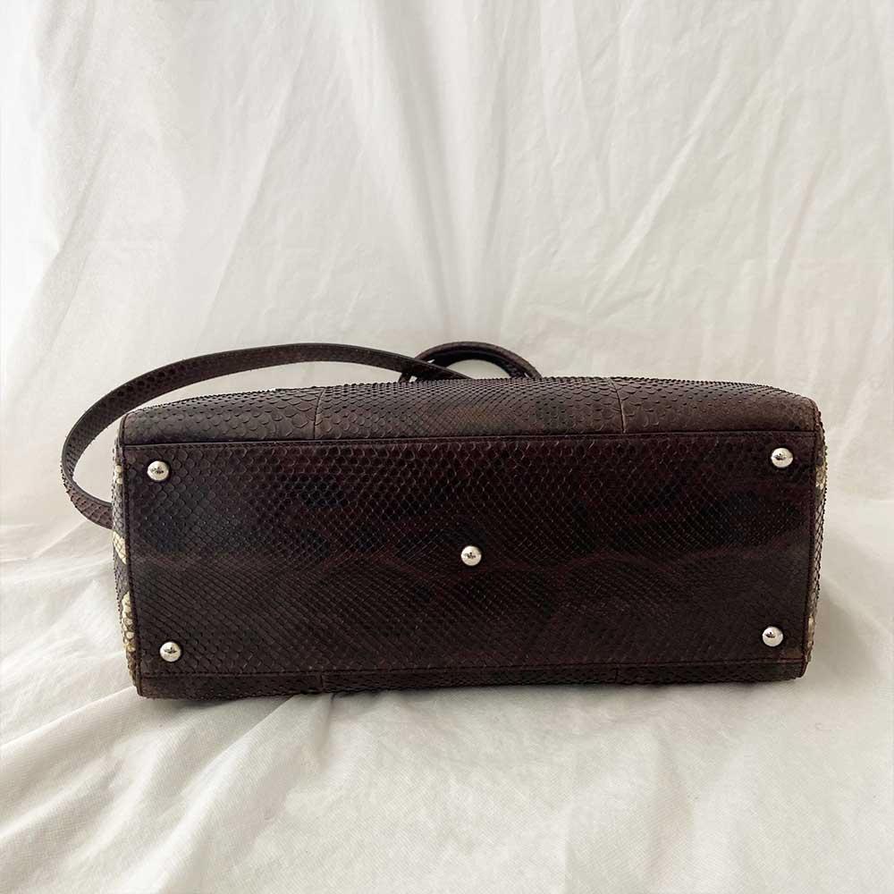 Fendi Python Medium 2Jours Tote Dark Brown