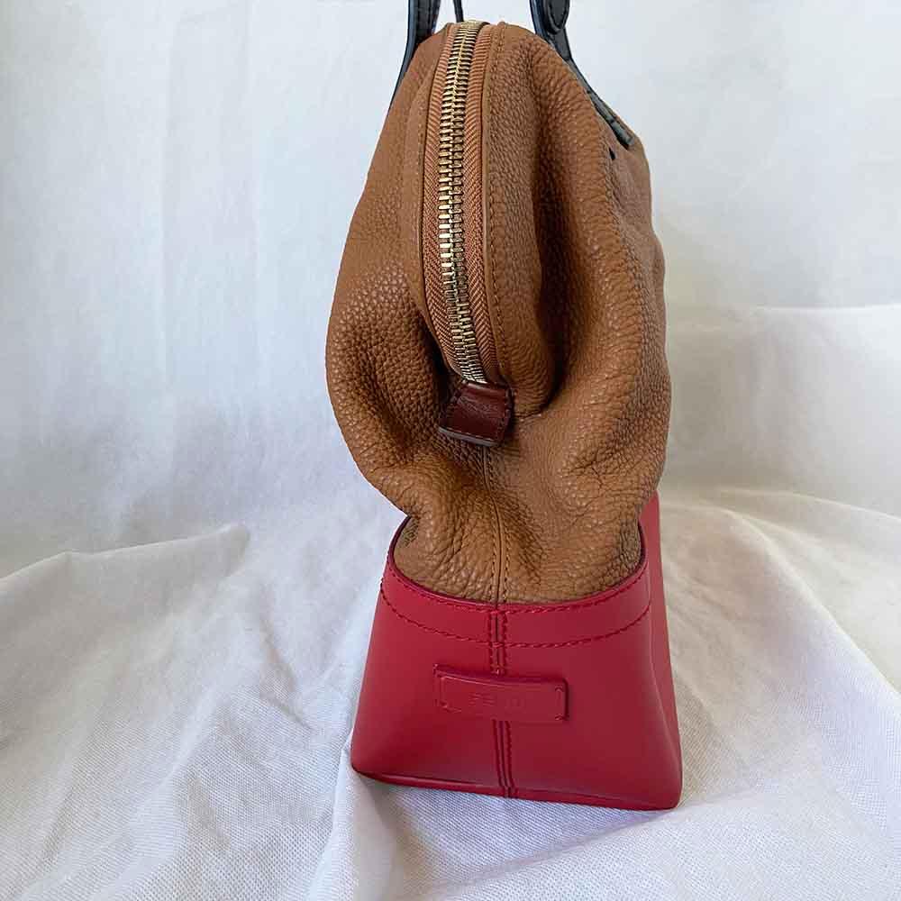 Fendi red and tan bicolor shoulder bag