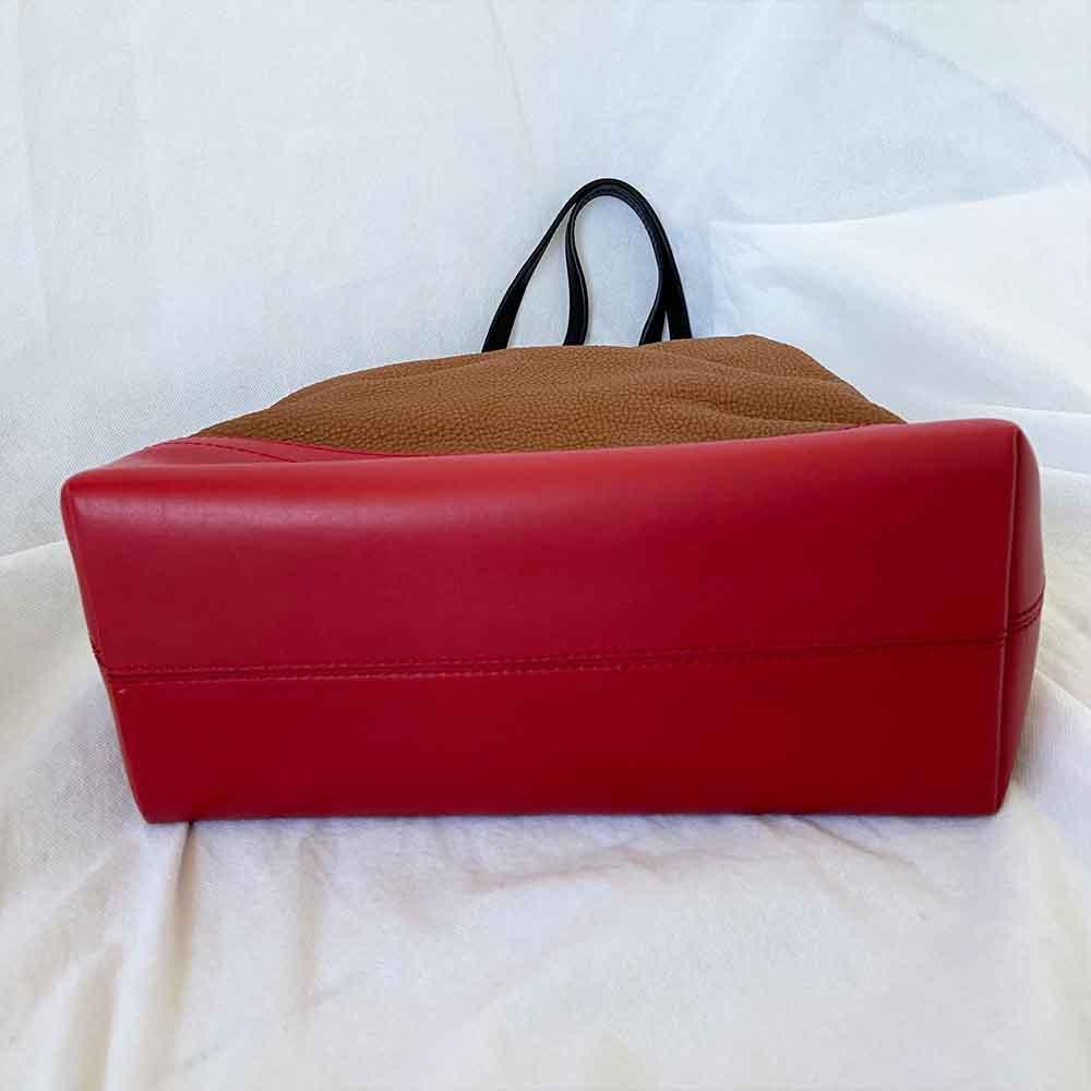 Fendi red and tan bicolor shoulder bag
