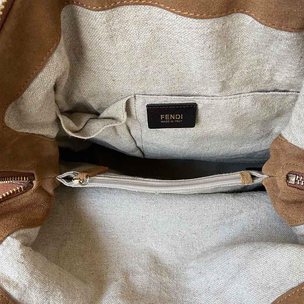 Fendi red and tan bicolor shoulder bag