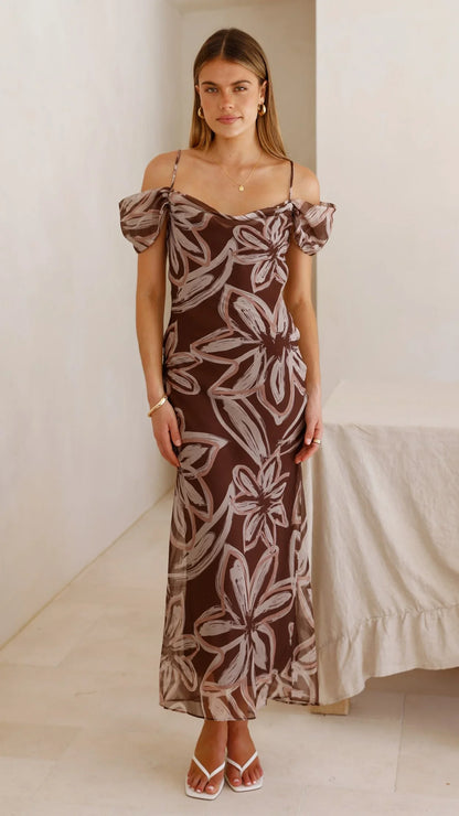 Adrianna Maxi Dress - Brown Floral