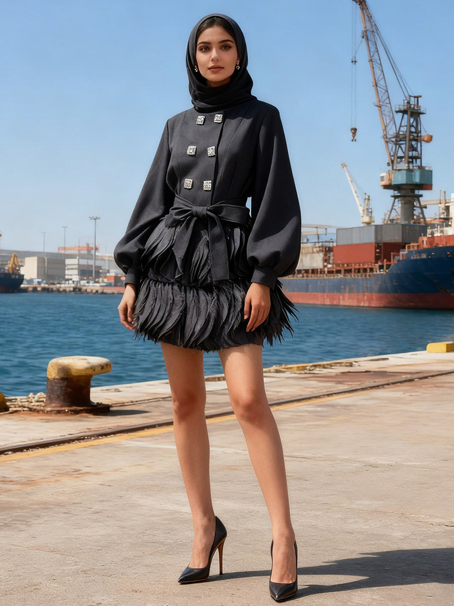 Imogen Ruffled Patchwork Mini Dress