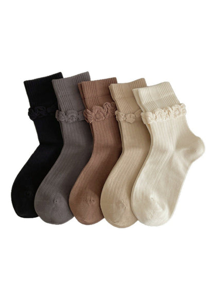 Rufia - Padded Lace-embroidered Mid-calf Socks
