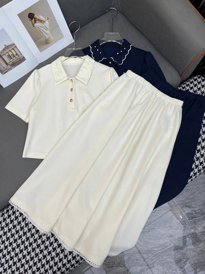 ELEGANT SET – TOP WITH FLOWY A-LINE SKIRT