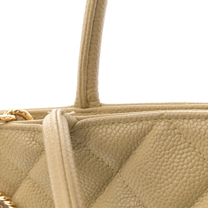 Caviar Quilted Medallion Tote Beige