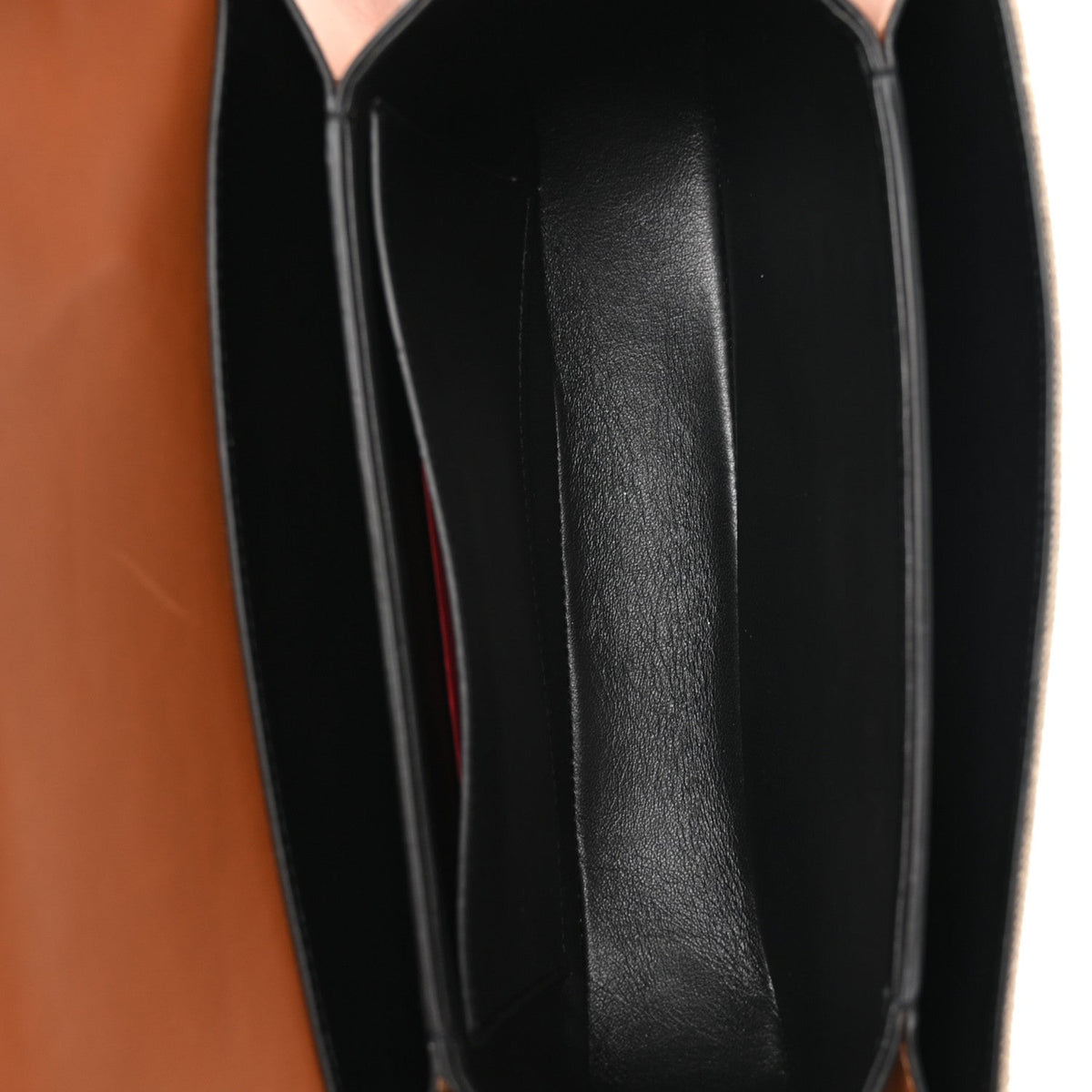 Calfskin Linen Supervee Crossbody Bag Saddle Brown Natural