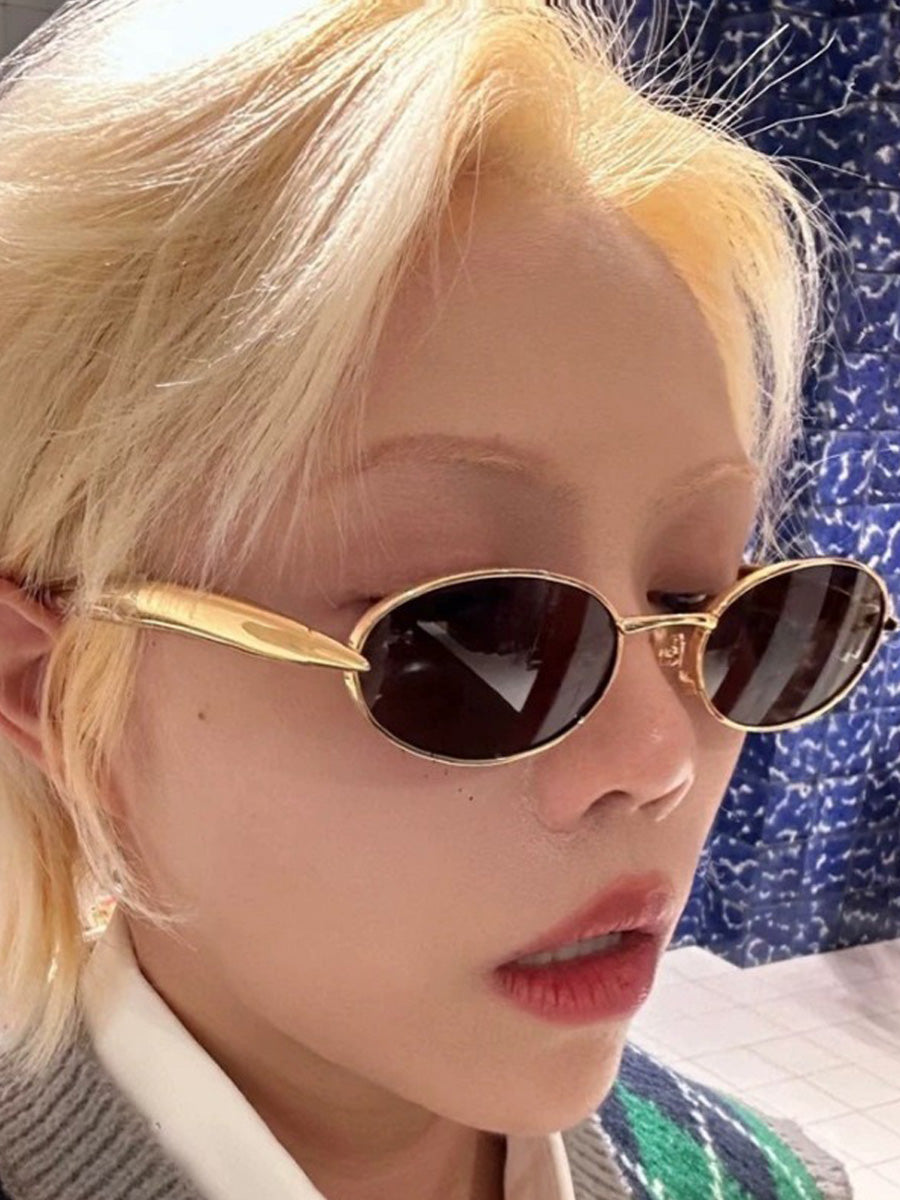 Olive Small Round-Frame Sunglasses