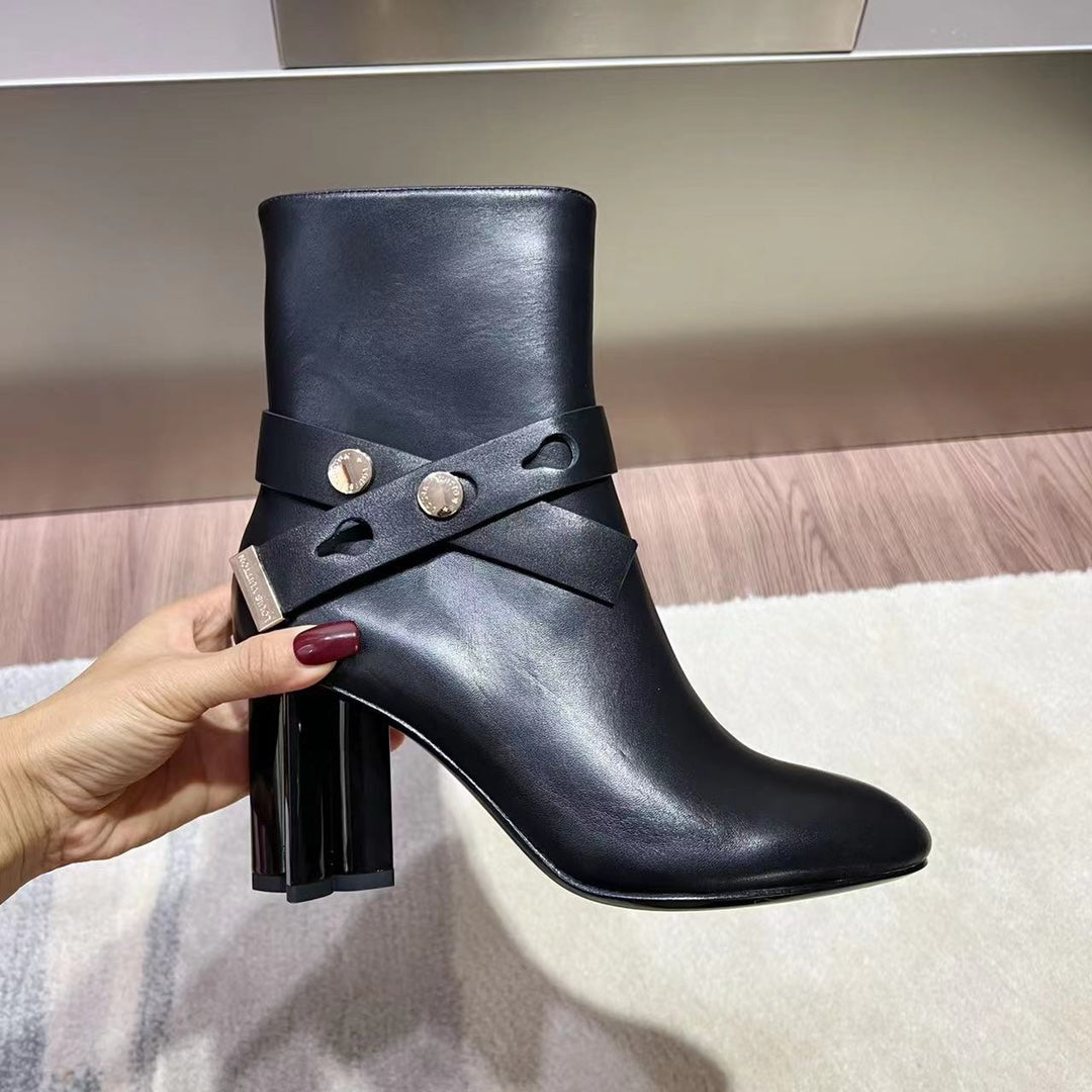 LV Belted Silhouette Ankle Boot Black Cowhide