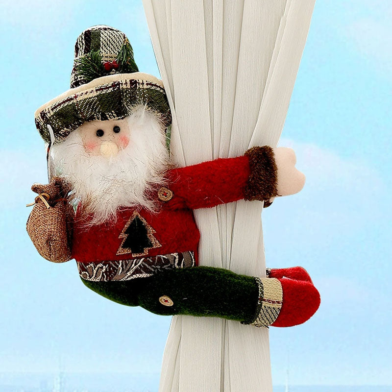 2pcs Cartoon Snowman Santa Christmas Curtain Tiebacks